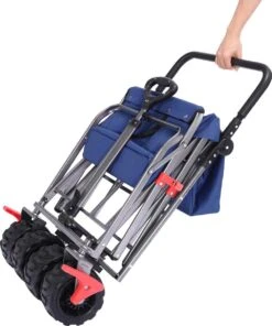 AREBOS Handkar | Transportwagen | Apparatuurwagen | Opvouwbaar | Duwstang| Blauw -Bo-Camp Winkel 1001x1200 4