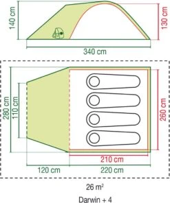 Coleman Darwin 4 Plus Koepeltent - 4-Persoons - Groen -Bo-Camp Winkel 1003x1200 2