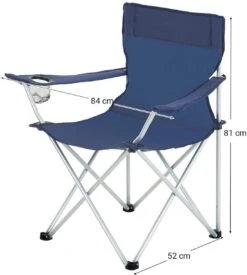Set Van 2 Opvouwbare Campingstoelen, Klapstoelen Voor Buiten, Comfortabel, Met Armleuningen En Bekerhouders, Stabiel Frame, Draagvermogen 120 Kg - Blauw -Bo-Camp Winkel 1078x1200