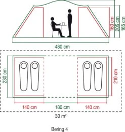 Coleman Bering 4 Vis-a-Vis Tent - Familietent - 4-Persoons - Groen -Bo-Camp Winkel 1136x1200 3