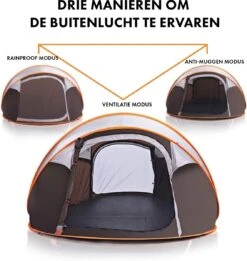 Fly Lab Luxe Pop Up Tent - Kampeer Tent - Grijs/Oranje - 4 Persoons -Bo-Camp Winkel 1136x1200 4