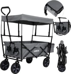 AREBOS Handwagen Vouwbare Dak Handwagen Vouwbare Trolley Uitrustingswagen Grijs -Bo-Camp Winkel 1146x1200 2