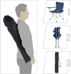 Set Van 2 Opvouwbare Campingstoelen, Klapstoelen Voor Buiten, Comfortabel, Met Armleuningen En Bekerhouders, Stabiel Frame, Draagvermogen 120 Kg - Blauw -Bo-Camp Winkel 1146x1200