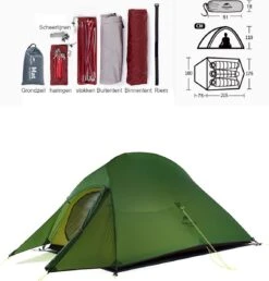 Cloud Up 3 Upgraded - Naturehike® - Tent 3 Persoons - Lichtgewicht Tent - Incl. Grondzeil - 20D 4000MM - Outdoor Kampeertent - Waterdicht - Hiking & Wandelen -Bo-Camp Winkel 1147x1200 4