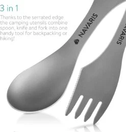 Navaris 2x Spork Titanium Campingbestek - Vork, Mes En Lepel In één - Bestek Voor Onderweg En Op Reis - Lichtgewicht - Inclusief Bewaarzakje -Bo-Camp Winkel 1148x1200 8