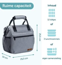 ForDig Lunchtas Grijs - Koeltas Gemaakt Van 600D Polyester Met PEVA-Voering - Ruimte Voor Lunchtrommel / Snacks / Blikjes - Koel Tas Met Mesh Opbergruimtes En Ruimte Voor Bestek - Lunch Tas Cool Bag - Coolerbag - Kleine Cooler -Bo-Camp Winkel 1150x1200 2