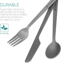 Navaris Campingbestek Van Titanium - Set Met Vork, Mes En Lepel - Bestekset Voor Onderweg En Op Reis - Inclusief Karabijnhaak En Bewaarzakje -Bo-Camp Winkel 1152x1200 2