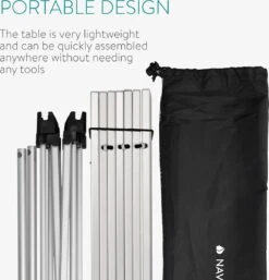 Navaris Campingtafel - Inklapbaar Campingtafeltje Van Aluminium - Opvouwbare Tafel Inclusief Draagtas - Picknicktafel - Zilver -Bo-Camp Winkel 1154x1200