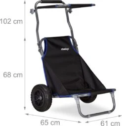 Relaxdays Strandkar Opvouwbaar - Strandstoel Met Zonnedak - Strand Stoel Op Wielen -Bo-Camp Winkel 1162x1200