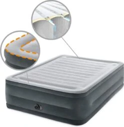 Intex Luchtbed - 2-Persoons - 152 X 203 X 33 Cm - Grijs - Met Ingebouwde Pomp, Hoeslaken Wit En Reparatieset -Bo-Camp Winkel 1166x1200 3