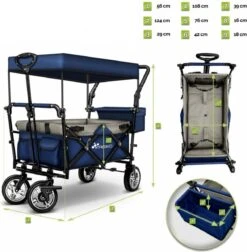 Tresko- Bolderkar, Grijs, Opvouwbaar, Met Dakje, Geschikt Tot 80 Kg - Bolderwagen - Kinderenvervoer - Bolderkarren - Tuinkar - Kinderwagen -Bo-Camp Winkel 1176x1200 5