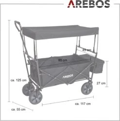 AREBOS Handwagen Vouwbare Dak Handwagen Vouwbare Trolley Uitrustingswagen Zwart -Bo-Camp Winkel 1188x1200 5