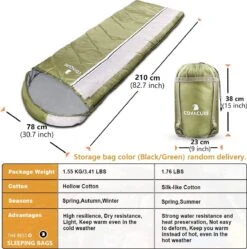COVACURE 1.5/0.8kg Slaapzak, 3 Seizoenen Ultra Warm & Lichtgewicht Slaapzak Voor Volwassenen, Envelop Compacte Outdoor Slaapzakken Met Draagbare Compressie Tas Voor Camping, Rugzakken, Wandelen... -Bo-Camp Winkel 1189x1200 4