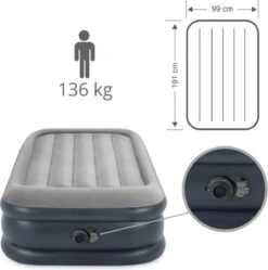 Intex Luchtbed - 1-Persoons - 99 X 191 X 42 Cm - Grijs - Met Pomp, Hoeslaken Zwart En Reparatieset -Bo-Camp Winkel 1189x1200 9