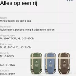 Naturehike® Slaapzak - Lichtgewicht - 190*75cm - Compact - Waterdicht - 3 Seizoenen Slaapzak Lente, Zomer & Herfst - Outdoor - Slaapzakken Volwassen & Kinderen 21 Naturehike® Slaapzak - Lichtgewicht - 190*75cm - Compact - Waterdicht - 3 Seizoenen Slaapzak Lente, Zomer & Herfst - Outdoor - Slaapzakken Volwassen & Kinderen -Bo-Camp Winkel 1190x1200 3