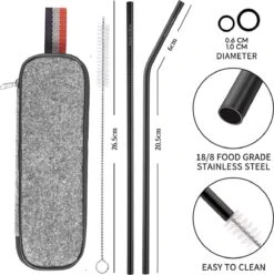 House Of Husk Reisbestek - Reis Bestekset - Chopsticks - Metalen Rietjes Met Borstel - Lepel - Vaatwasserbestendig - RVS - 7 Delig - Zwart -Bo-Camp Winkel 1193x1200 5