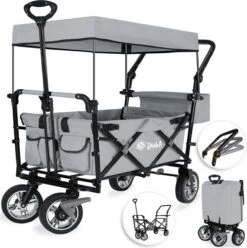 Rijoka Luxe Opvouwbare Bolderkar/Bolderwagen | Met Dakje En Draagtas | Grijs -Bo-Camp Winkel 1197x1200 34