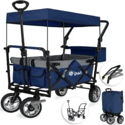 Rijoka Luxe Opvouwbare Bolderkar/Bolderwagen | Met Dakje En Draagtas | Marine Blauw 9 Rijoka Luxe Opvouwbare Bolderkar/Bolderwagen | Met Dakje En Draagtas | Marine Blauw -Bo-Camp Winkel 1198x1200 11