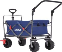 AREBOS Handkar | Transportwagen | Apparatuurwagen | Opvouwbaar | Duwstang| Blauw -Bo-Camp Winkel 1200x1000 3