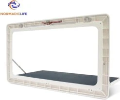 Merkloos NormadicLife® - Outdoor – Opklapbare Tafel - Eettafel – Tafel Voor Buitenkeuken - Caravan – Camper – Picknicktafel - Ingebouwd Ledlicht – Wit -Bo-Camp Winkel 1200x1002