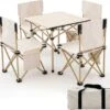 Merkloos Camping Tafel Met Stoelen - Inklapbaar - Camping Set - Kamperen - Outdoor - Lichtgewicht