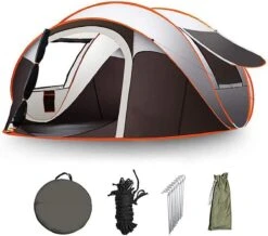 Fly Lab Luxe Pop Up Tent - Kampeer Tent - Grijs/Oranje - 4 Persoons -Bo-Camp Winkel 1200x1059 2