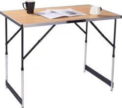 Kamyra® Campingtafel Inklapbaar - Kampeertafel, Partytafel - Opvouwbaar, Lichtgewicht & In Hoogte Verstelbaar - Aluminium/Hout -Bo-Camp Winkel 1200x1066