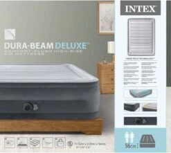 Intex Luchtbed - 2-Persoons - 152 X 203 X 33 Cm - Grijs - Met Ingebouwde Pomp, Hoeslaken Wit En Reparatieset -Bo-Camp Winkel 1200x1074 6