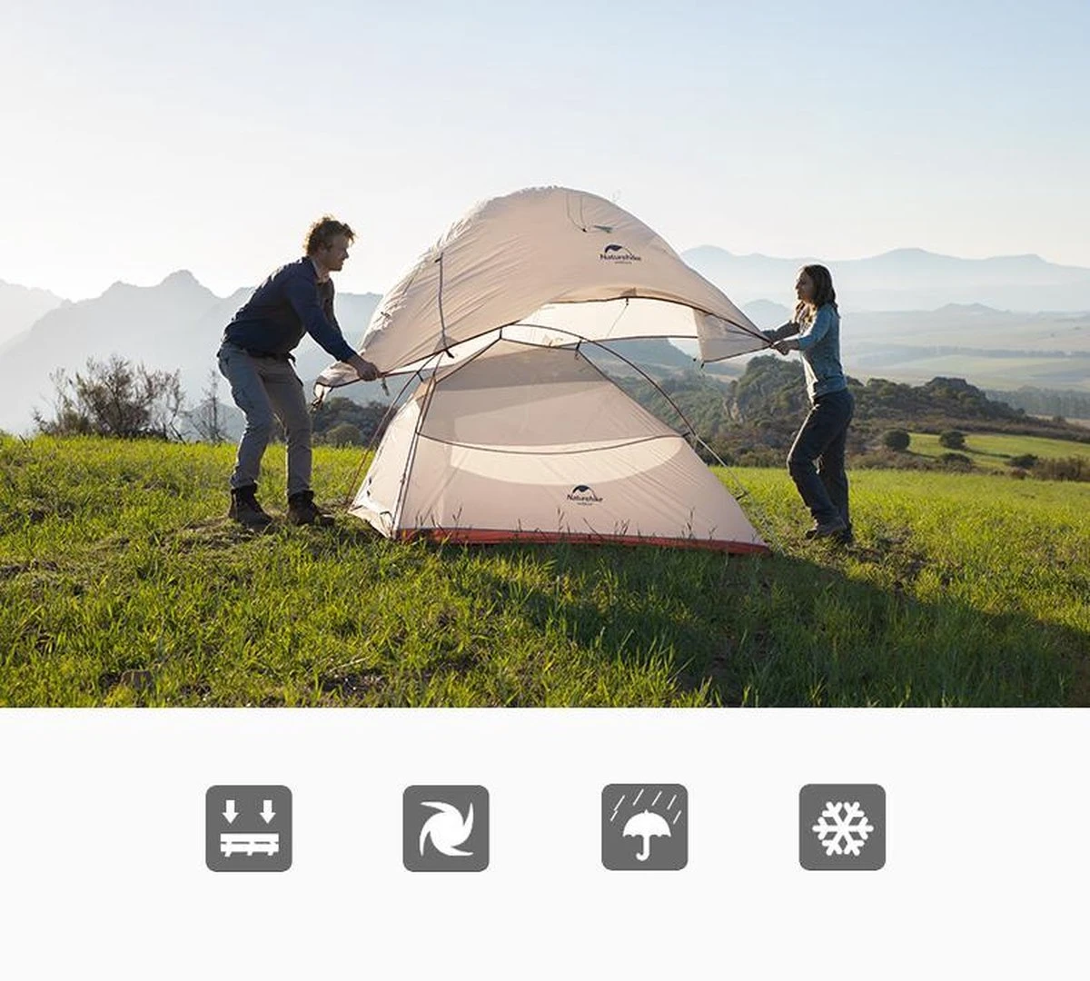 Cloud Up 1 Upgraded - Naturehike® - 1 Persoons Tent - Lichtgewicht Tent - Incl. Grondzeil - 210T 3000mm - Outdoor - Waterdicht - Hiking & Wandelen 6 Cloud Up 1 Upgraded - Naturehike® - 1 Persoons Tent - Lichtgewicht Tent - Incl. Grondzeil - 210T 3000mm - Outdoor - Waterdicht - Hiking & Wandelen - Afbeelding 6