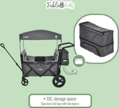 FableKids LEO X4Plus Opvouwbare Wagen Met Dak Fossil Grey -Bo-Camp Winkel 1200x1089 2