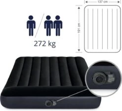 Intex Luchtbed - Twijfelaar - 137 X 191 X 25 Cm - Blauw - Met Ingebouwde Pomp, Hoeslaken Antraciet En Reparatieset -Bo-Camp Winkel 1200x1096 3