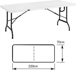 Casaria Tuintafel Opvouwbaar – Met Draaggreep 220x70 Cm – Wit -Bo-Camp Winkel 1200x1101