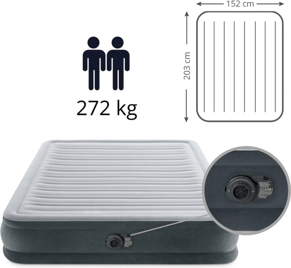 Intex Comfort-plush Full Luchtbed - 2-persoons - 203x152x33 Cm 15 Intex Comfort-plush Full Luchtbed - 2-persoons - 203x152x33 Cm - Afbeelding 15