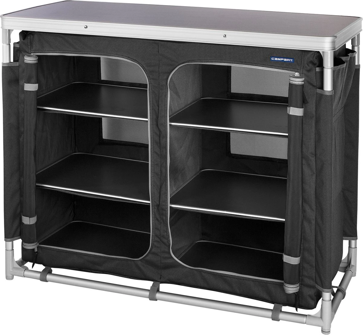 Campart Campingkeuken KI-0734 - Campingkast Groot - 4 Verstelbare Poten - Opvouwbaar En Lichtgewicht - Inclusief Opbergtas - Grijs 10 Campart Campingkeuken KI-0734 - Campingkast Groot - 4 Verstelbare Poten - Opvouwbaar En Lichtgewicht - Inclusief Opbergtas - Grijs - Afbeelding 10