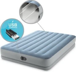 Intex Mid-Rise Comfort - Luchtbed - 2-Persoons - 152x203x36 Cm (BxLxH) - Blauw/Grijs - Met FastFill USB Pomp -Bo-Camp Winkel 1200x1139 2