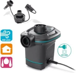 Intex Luchtbedset Intex Luchtbed - 1-Persoons - 76 X 191 X 25 Cm - Blauw + Intex Elektrische Pomp - 650 Liter/min + Hoeslaken Antraciet + Reparatieset -Bo-Camp Winkel 1200x1155 15