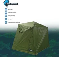 FisherPro Karpertent Met Stormcover – Vistent – Tent - Bescherming Tegen Zon En Wind – 100% Waterdichte Stormhoes – Met Handige Meeneemtas – Ook Geschikt Als Strandtent Of Festivaltent – Extra Veiligheid En Warmte Door Stormcover -Bo-Camp Winkel 1200x1164 6