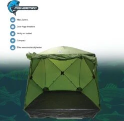FisherPro WildLand Tent –comfortabele Vistent – Handige Strandtent – Compacte Festival Tent - Uitbreid Mogelijkheden Met Stormcover - Geschikt Voor 2 Personen -Bo-Camp Winkel 1200x1164 7