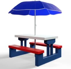 Merkloos Kinder Picknicktafel Met Parasol - Blauw 16 Merkloos Kinder Picknicktafel Met Parasol - Blauw -Bo-Camp Winkel 1200x1167