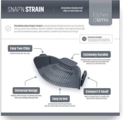 SensaHome- Siliconen Vergiet - Keuken Afgietdeksel - Afgiethulp - Siliconen - BPA Vrij - Grijs -Bo-Camp Winkel 1200x1171 9