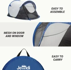 JEMIDI Tweepersoons Pop-up Tent - Opgooitent, Werptent Voor 2 Personen - Ideaal Als Festivaltent Of Kampeertent - Verschillende Kleuren -Bo-Camp Winkel 1200x1178 15