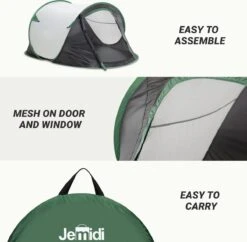 JEMIDI Tweepersoons Pop-up Tent - Opgooitent, Werptent Voor 2 Personen - Ideaal Als Festivaltent Of Kampeertent - Verschillende Kleuren -Bo-Camp Winkel 1200x1178 16