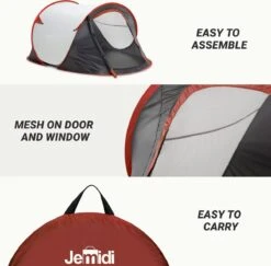 JEMIDI Tweepersoons Pop-up Tent - Opgooitent, Werptent Voor 2 Personen - Ideaal Als Festivaltent Of Kampeertent - Verschillende Kleuren -Bo-Camp Winkel 1200x1179 1