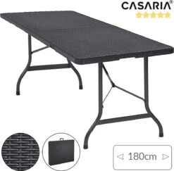 Casaria Tuintafel Opvouwbaar – Met Draaggreep 180x75 Cm – Zwart -Bo-Camp Winkel 1200x1180 1