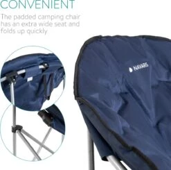 Navaris Klapstoel Met Draagtas - Campingstoel - Draagbare Stoel Voor Kamperen, Festivals En Vissen - Strandstoel - Inklapbaar - Donkerblauw -Bo-Camp Winkel 1200x1188