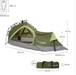Where Tomorrow Solo Tent 225X100X57 Cm - Groen - 1 Persoons 11 Where Tomorrow Solo Tent 225X100X57 Cm - Groen - 1 Persoons -Bo-Camp Winkel 1200x1190 10