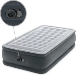 Intex Luchtbed - 1-Persoons - 99 X 191 X 46 Cm - Grijs - Met Ingebouwde Pomp, Hoeslaken Zwart En Reparatieset -Bo-Camp Winkel 1200x1190 15