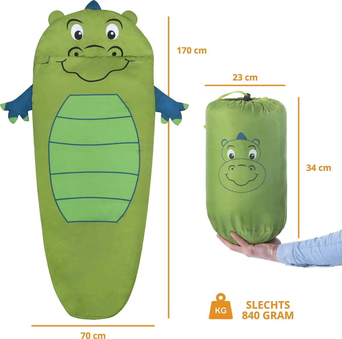 Dutch Mountains Kinderslaapzak Nijlpaard - 170 X 70cm Polyester - Zacht Lichtgewicht – Opberghoes 4 Dutch Mountains Kinderslaapzak Nijlpaard - 170 X 70cm Polyester - Zacht Lichtgewicht – Opberghoes - Afbeelding 4