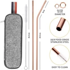 House Of Husk Reisbestek - Reis Bestekset - Chopsticks - Metalen Rietjes Met Borstel - Lepel - Vaatwasserbestendig - RVS - 7 Delig - Rose Goud -Bo-Camp Winkel 1200x1193 3