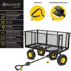 Exxen KESSER® Bolderkar, 550 Kg Belastbaar, Tuinwagen, Transportwagen, Tuinwagen, Uitneembaar Zeil, Gereedschapswagen, Handwagen, Veelzijdig Inzetbaar, Zwart -Bo-Camp Winkel 1200x1194 3